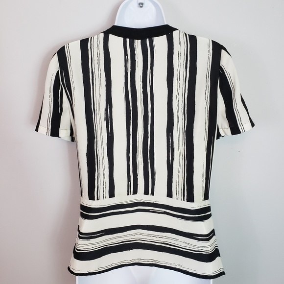 BCBGMaxAzria Cyra top stripe peplum side drape zip - Picture 4 of 7